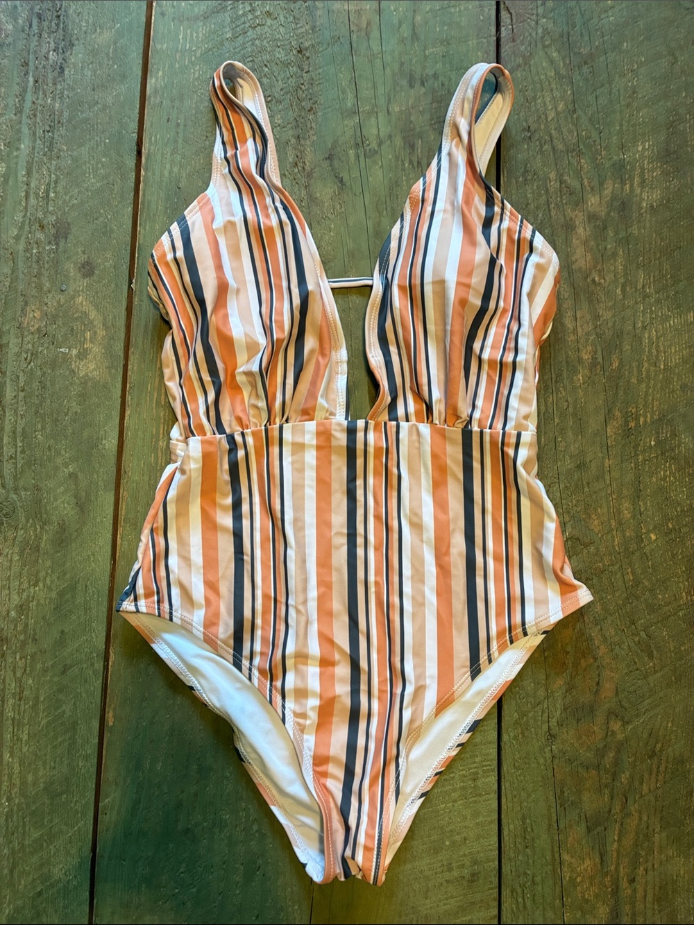 Striped Pink and Blue Women’s One-Piece Swimsuit